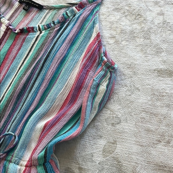 Staccato Colorful Striped Pink Purple and Blue Tiered Ruffle Sundress - Picture 9 of 12